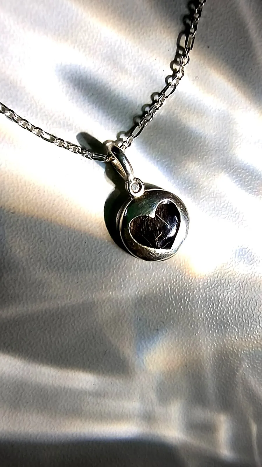 Corazón redondo de plata con el pelo de la mascota